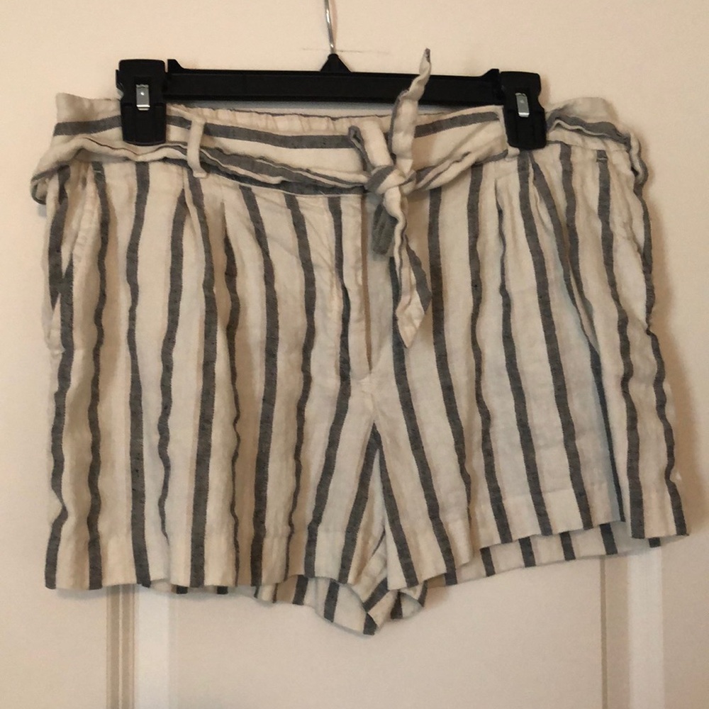 Loft striped linen tie short shorts size 6